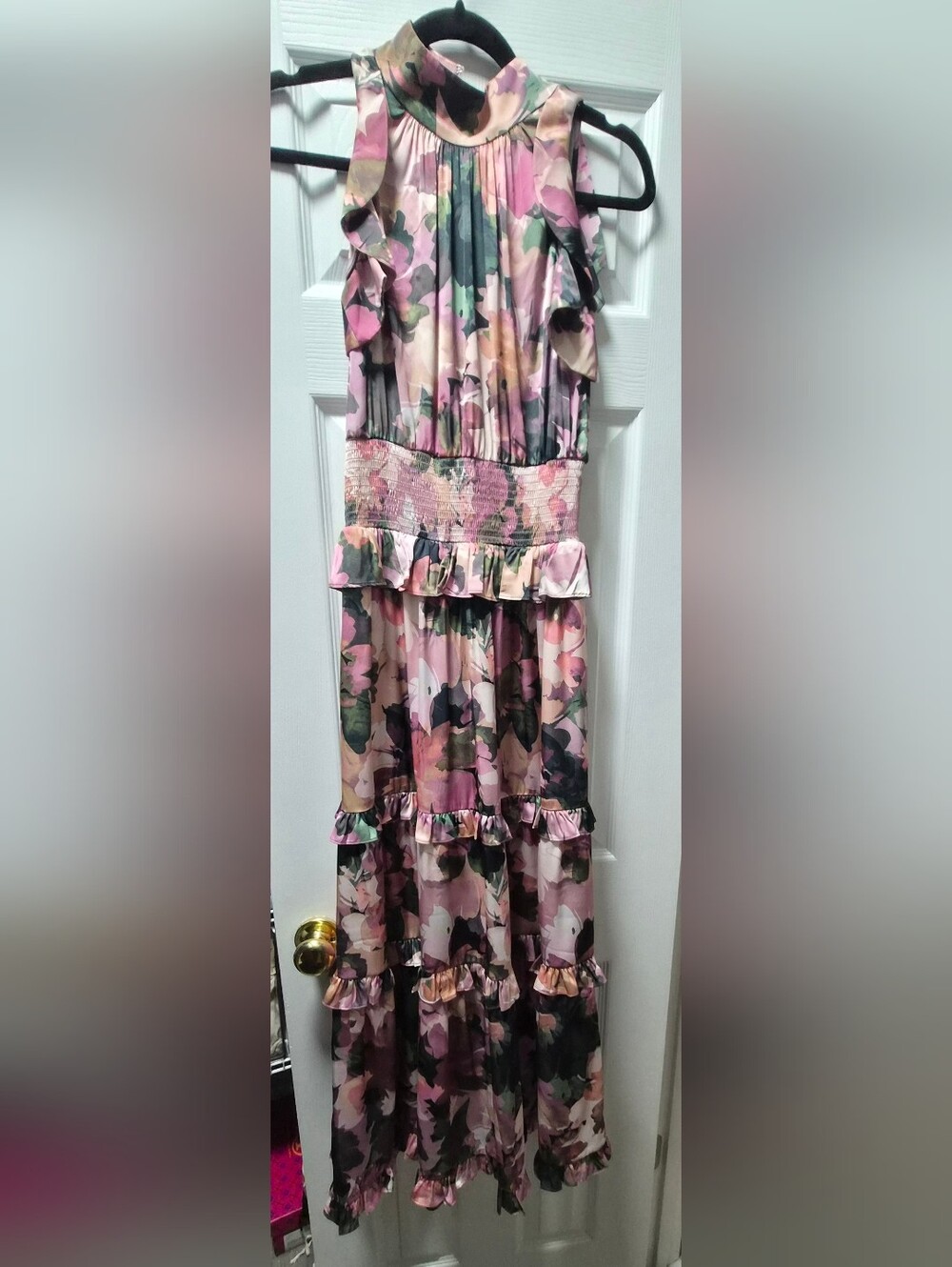 Shoshanna Floral Maxi Dress with Smocked Waist Ruffle Tiers Sz 6